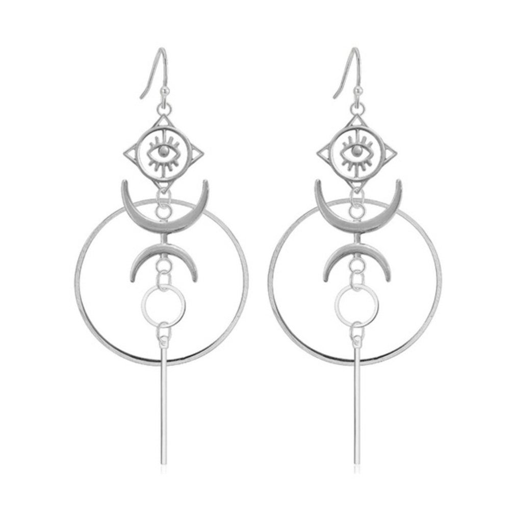 Silver Geometric Dangle Earrings